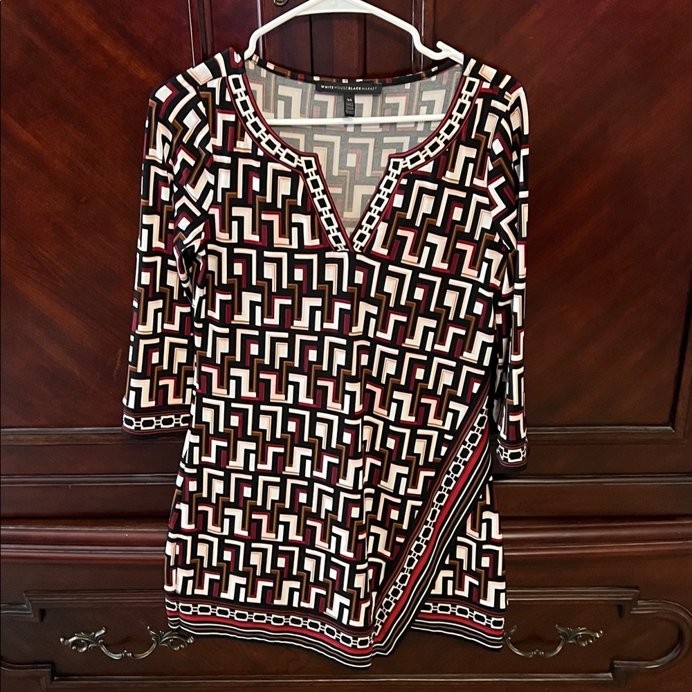 White House Black Market Multicolor Geometric Tunic